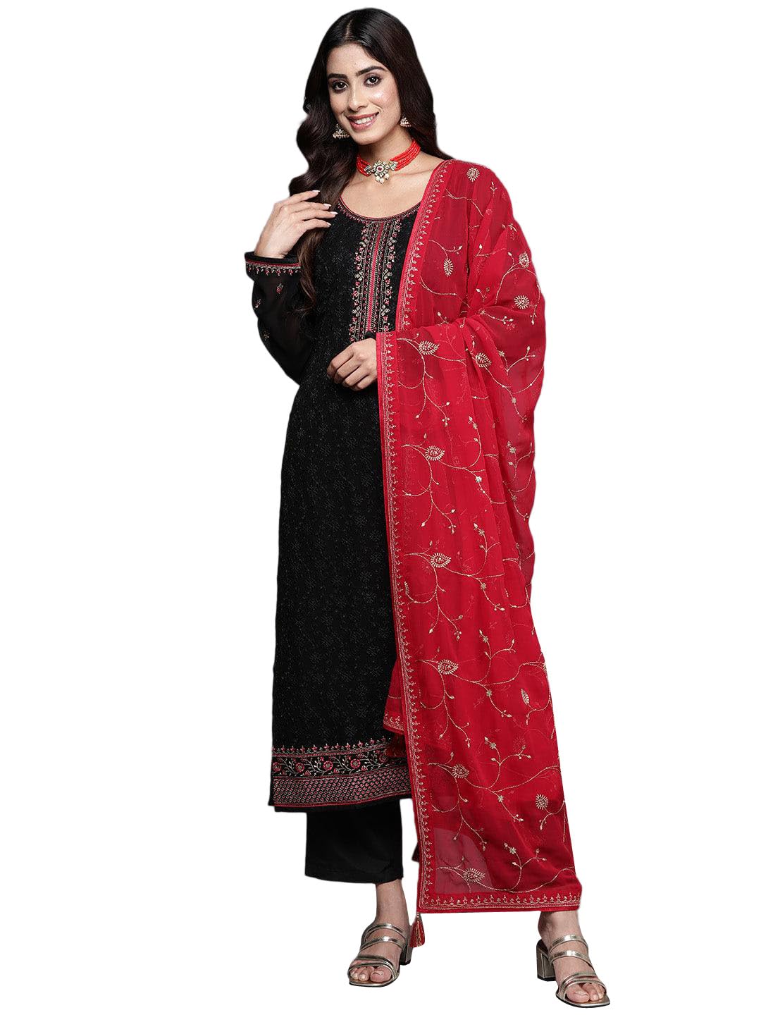 Libas Womens Georgette Kurta Sets (48085_Black