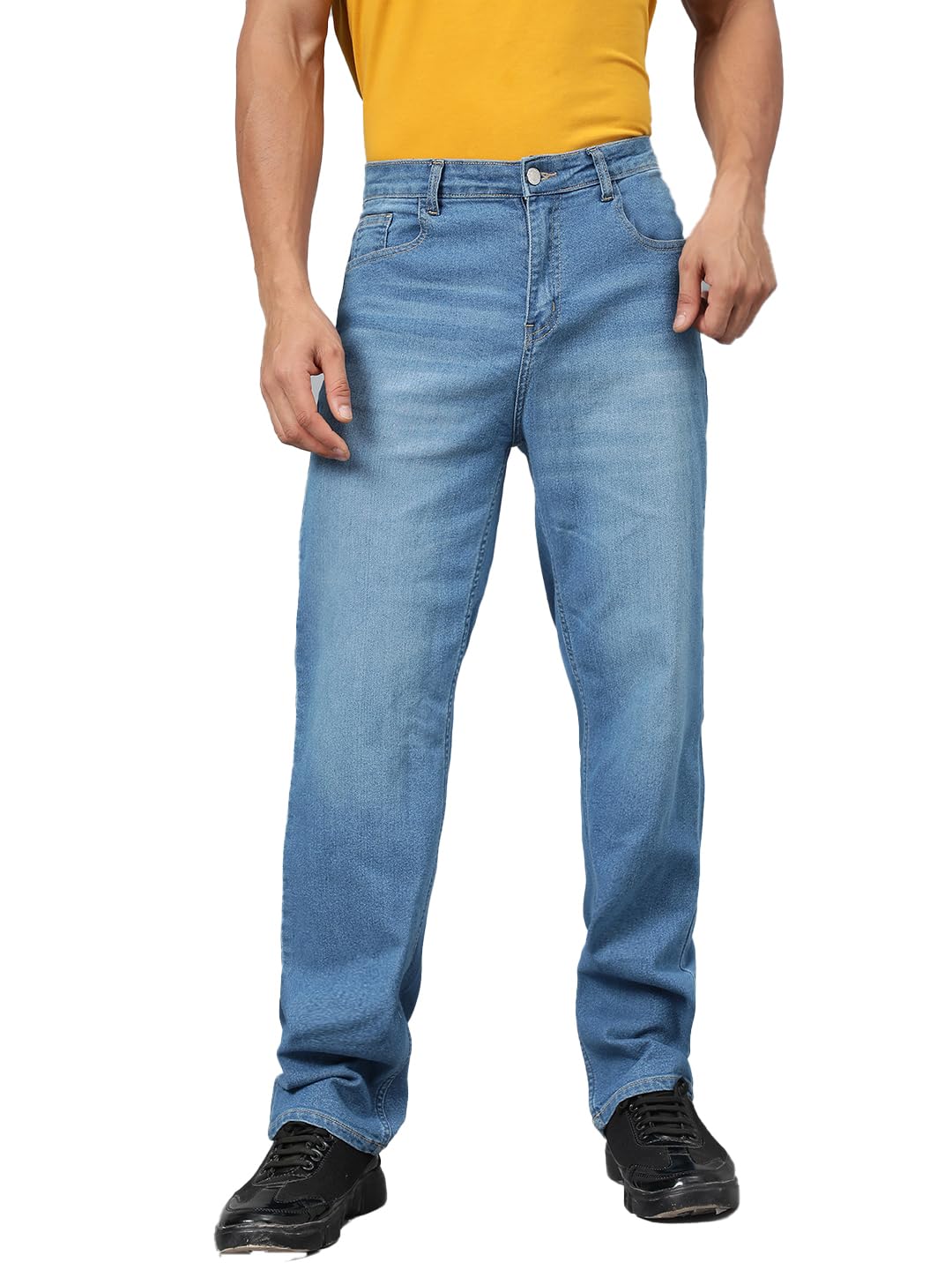 Kotty MenS Cotton Lycra Blend Relaxed Fit Mid Rise Jeans Cornflower Blue