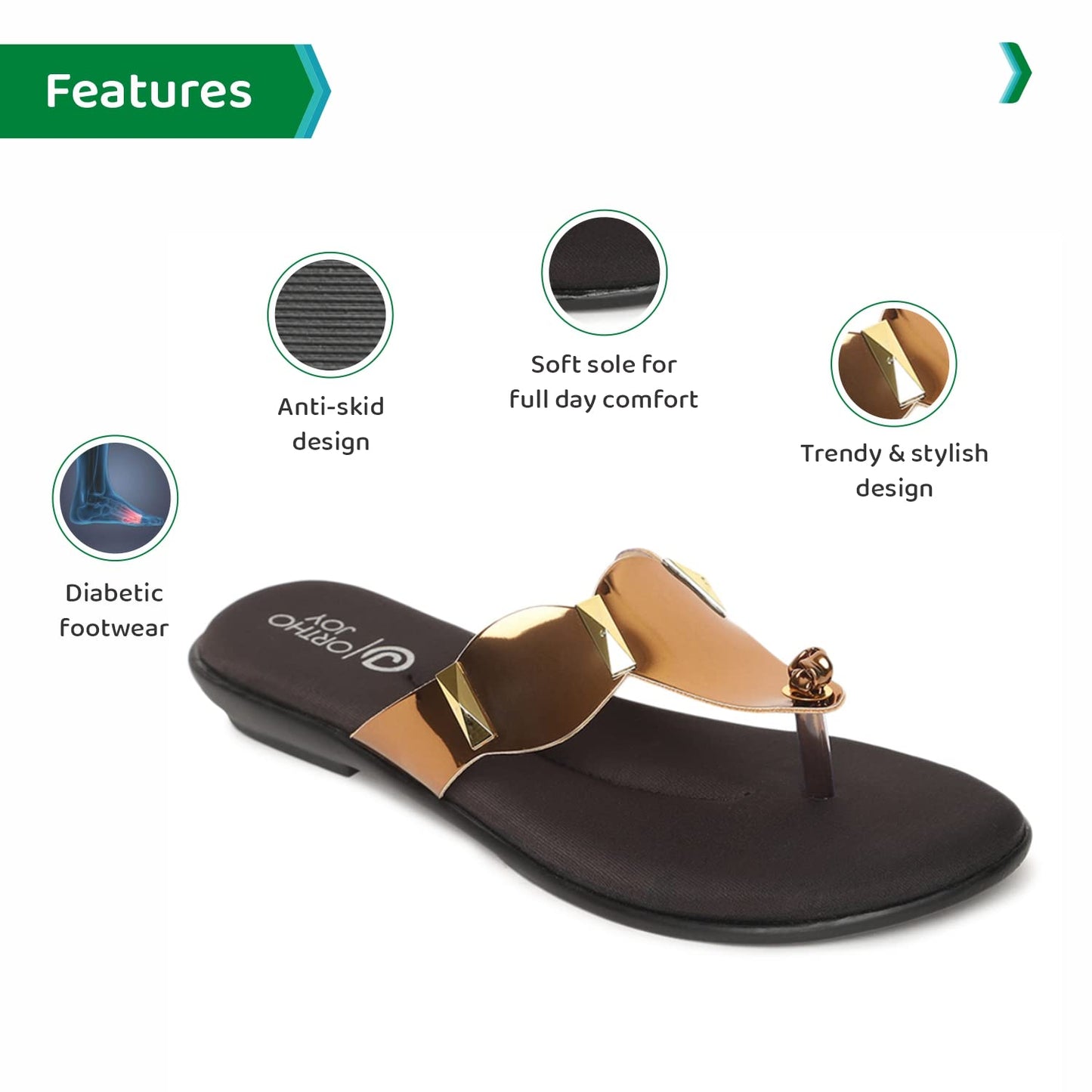 ORTHO JOY Fancy doctor slippers | Soft and stylish chappal for women | Comfortable flat sandals for women stylish