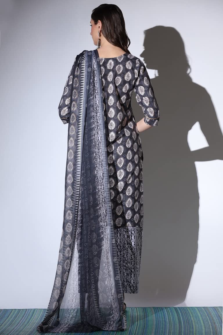 DHRUVI TRENDZ Kurti for Women | Cotton Blend Batik Leaf Printed Straight Kurtis | Boatneck Knee Length Kurtis for Women | Indian Kurta Perfect for Festival | Gift for Women |