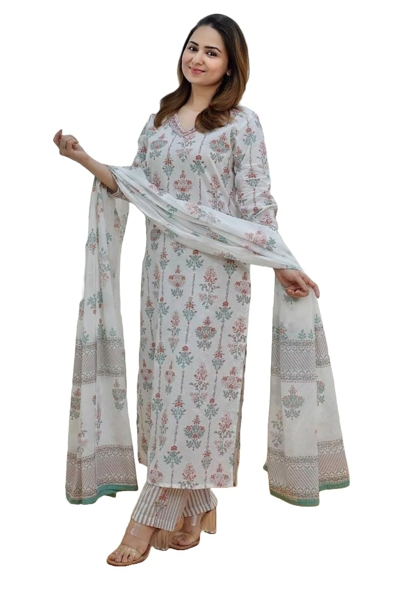 Yashika Women Cotton Blend Kurta Set: Unleash Your Inner Diva: Embrace The Ethnic Charm With Our Exquisite Collection Of Printed Kurtis, Pants, And Dupattas!