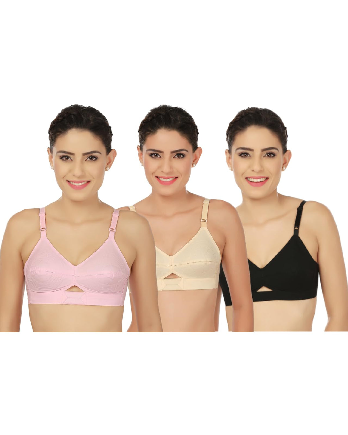 Rupa Womens Cotton Non Padded Wire Free Everyday Bra Multicolored