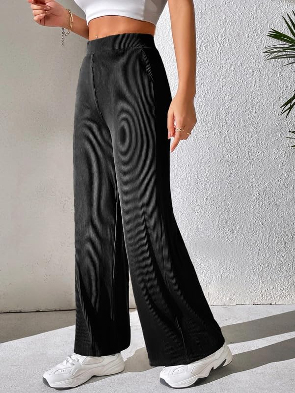 Pinkmint Women Fancy Trouser l Loose Fit Trouser Pants l High-Waisted Korean Trousers l Formal, Casual, Daily Use (Pack of 1) Bl