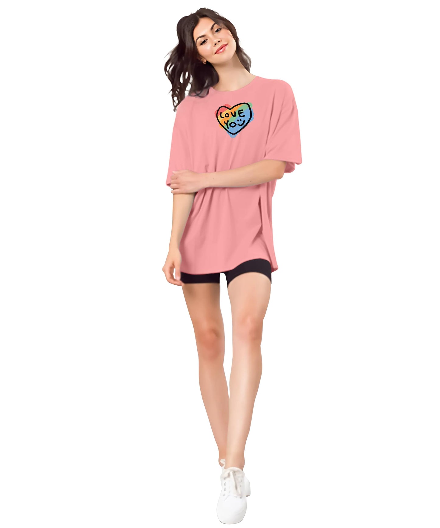 SHODOX Womens Oversized Drop Shoulder Printed T-Shirt | Soft, Breathable & Light Weight Cotton Blend | Loose Fit Stylish Top for