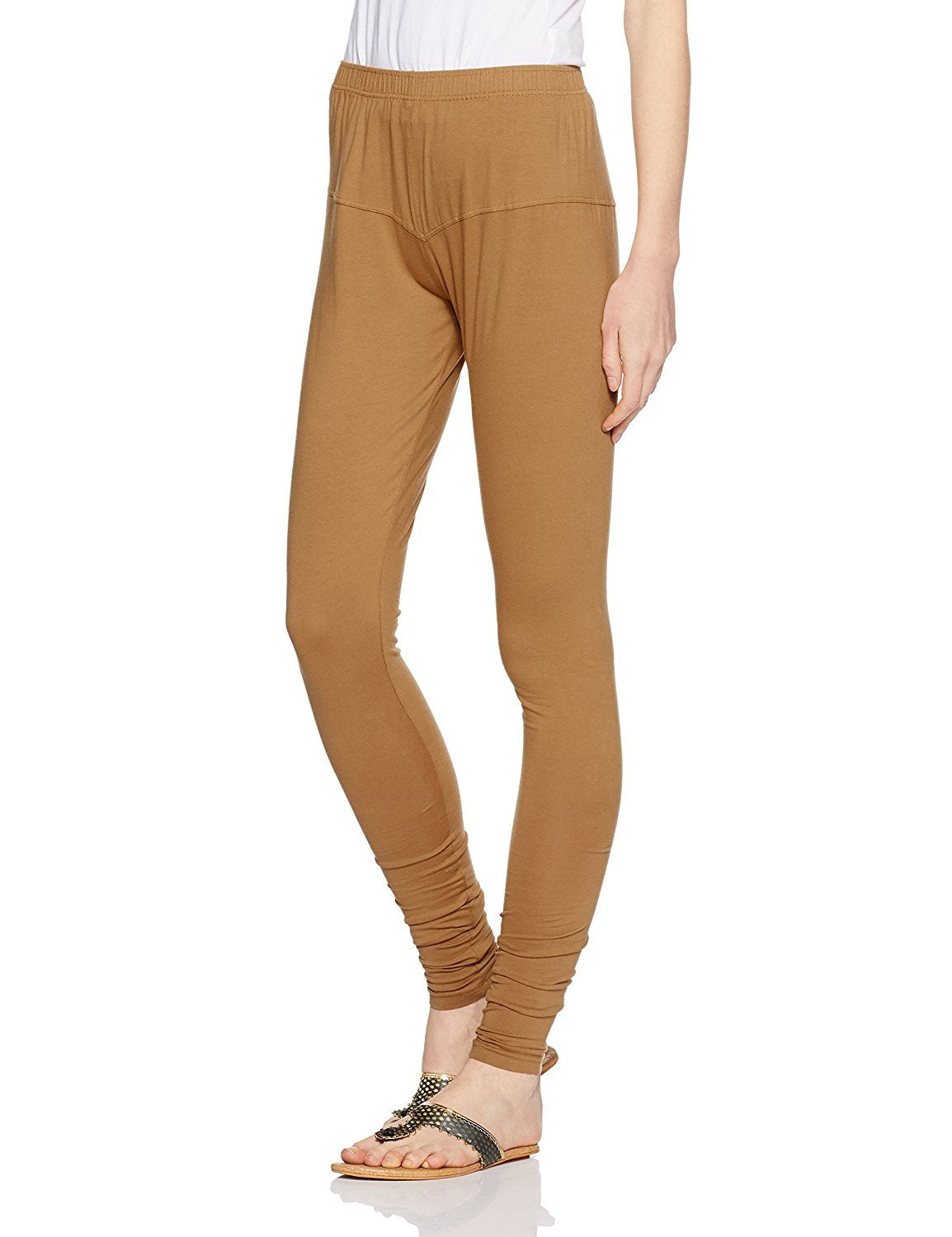 Lyra Women Solid Premium Cotton Churidar Leggings | Mid-Waist | Fashionwear Biscuit