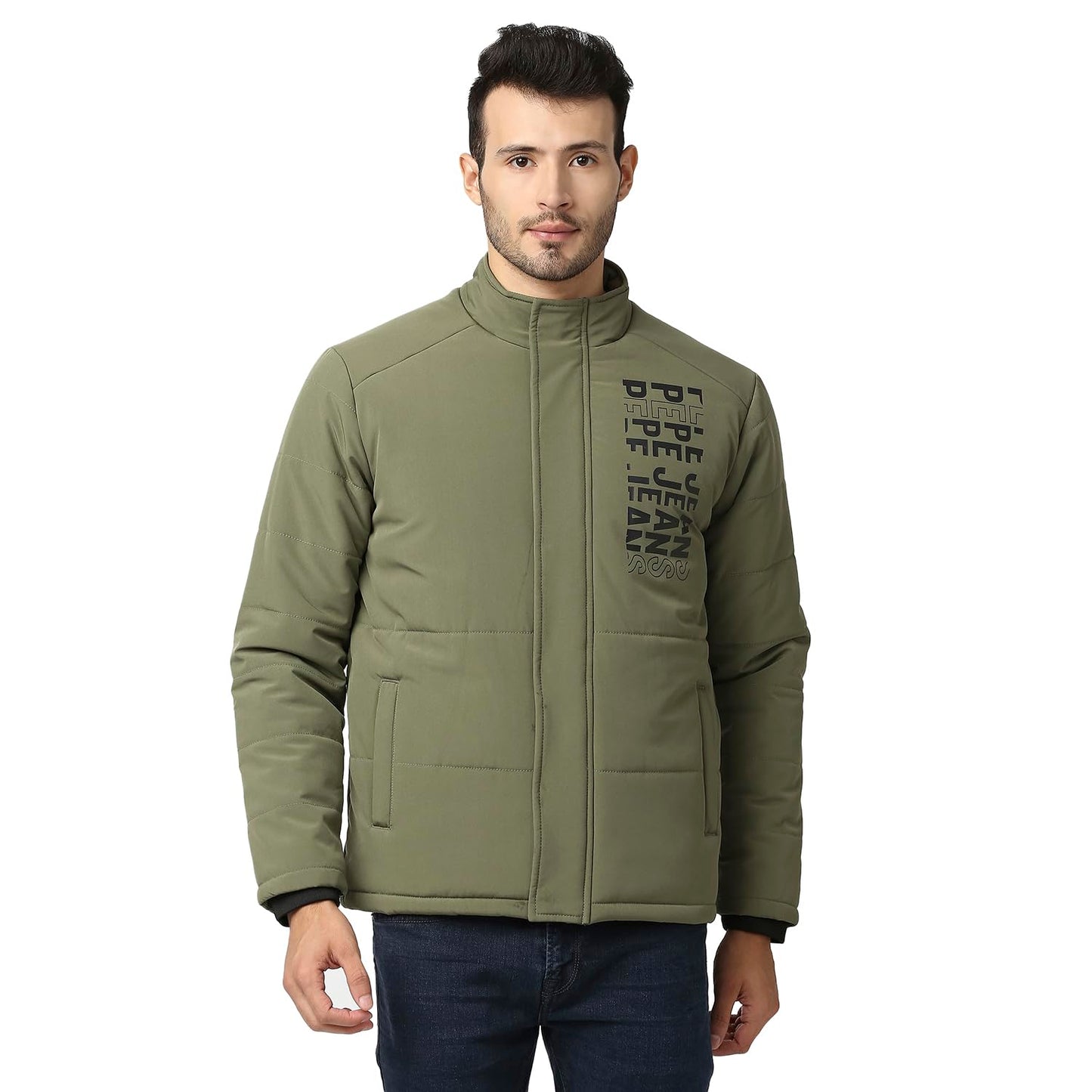 Pepe Jeans Mens Heavy Wadded Jacket, Olive,Xl
