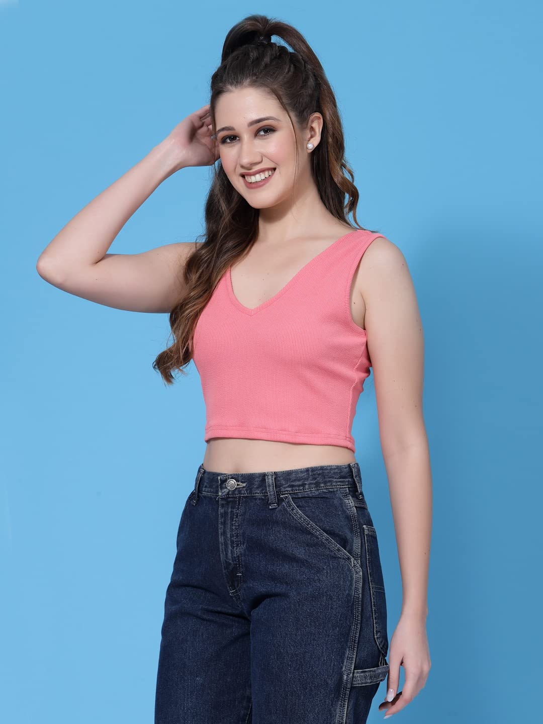 OOMPH! Crop Tops for Women, Pink - mt587