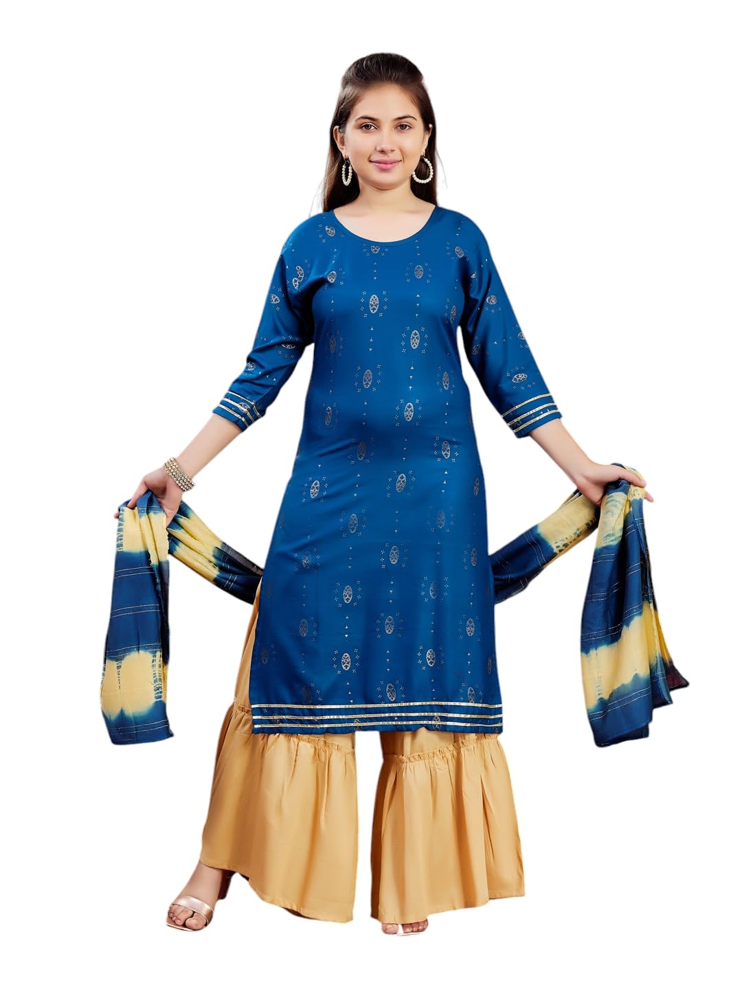Aarika Girls Rama Colour Printed Cotton Kurti