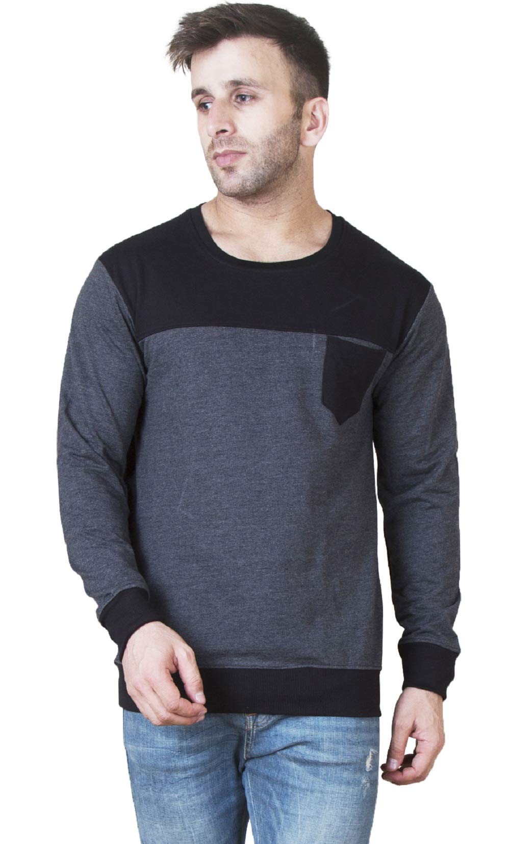 Veirdo Mens Cotton Round Sweatshirt for Casual Wear