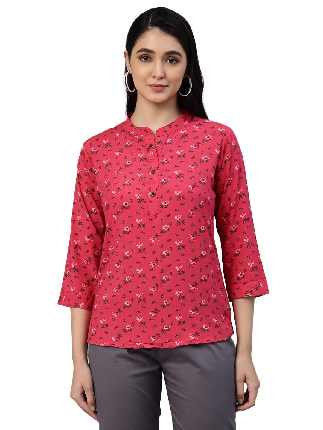 Lyra 430 Pure Rayon Woven Tunic For Women Red