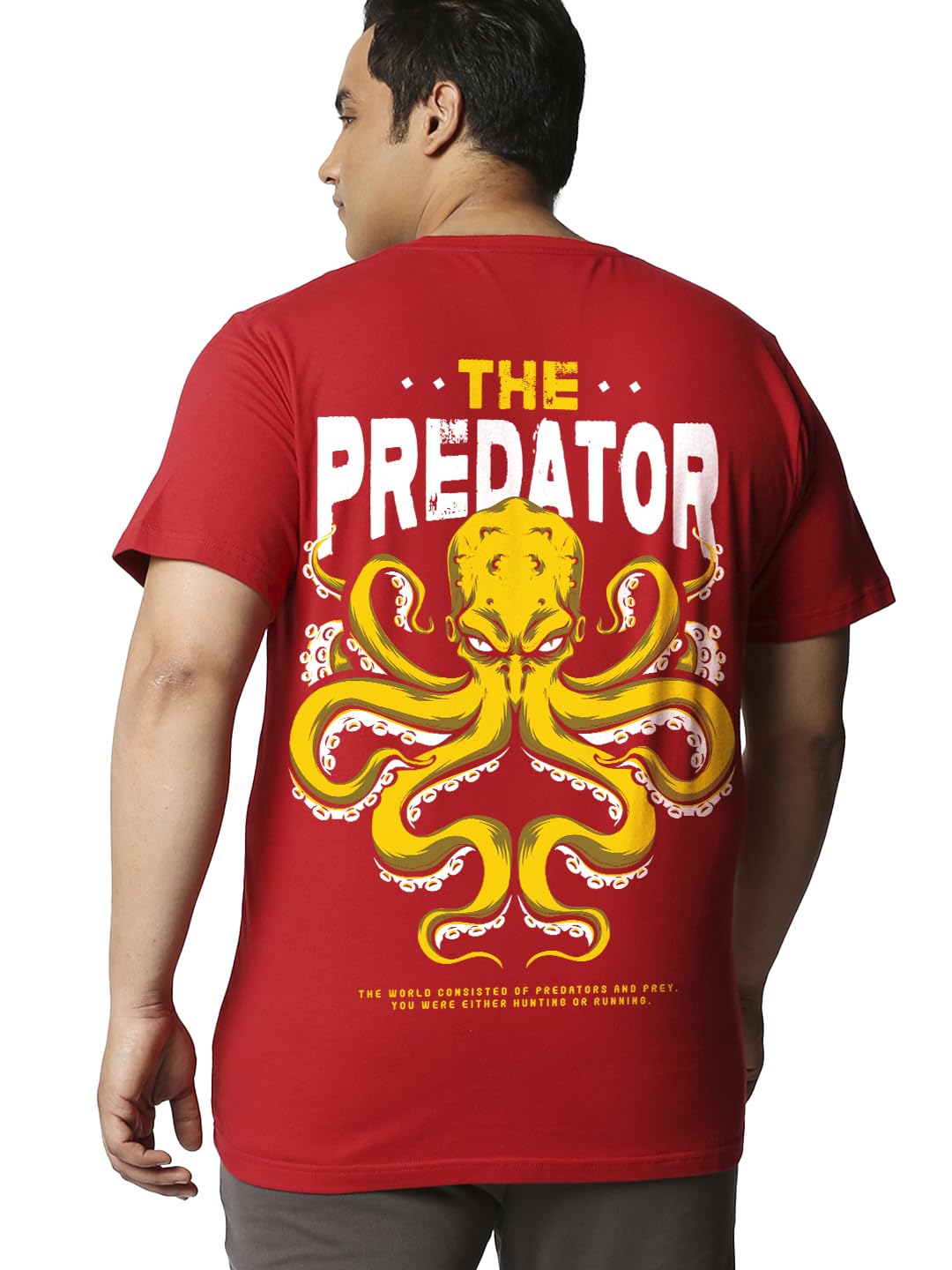 Bewakoof Mens Graphic Print Regular Fit Half Sleeve Round Neck Cotton Jersey Plus Size T-Shirt_657180_Red_3XL