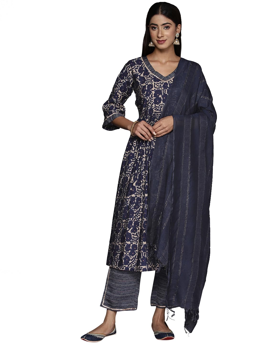 Libas WomenS Silk Blend Kurta Sets (34649_Blue