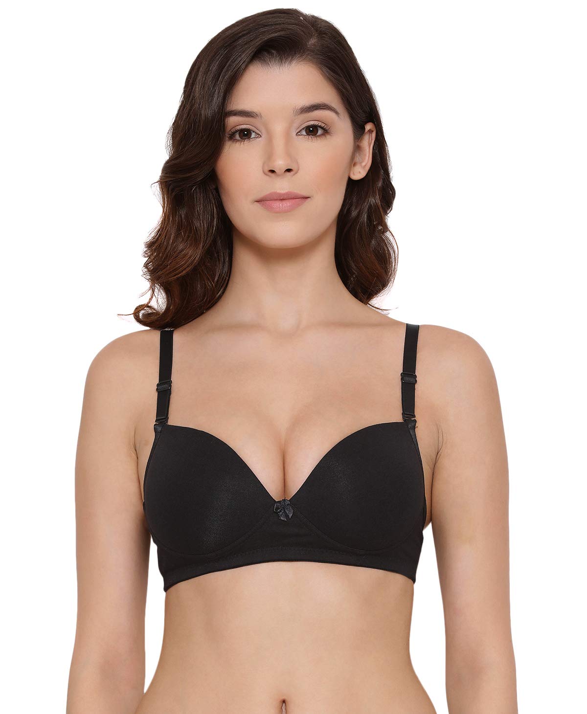 Lyra Womens Cotton Rich Soft Padded Non Wired Solid Medium Coverage Bra