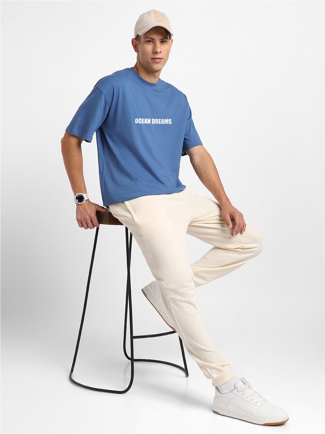 Nobero MenS Graphic Print Oversized Fit T-Shirt (1M-Twrt-C0838-Pal_Marine-Ocean Dreams