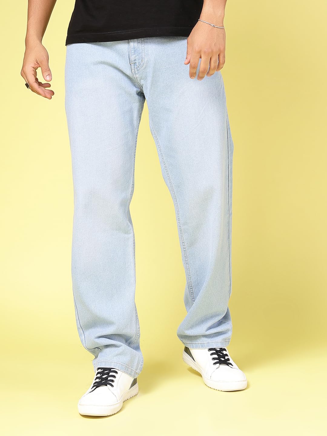 Rigo Cotton Denim Jeans for Men | Solid Jeans for Men | Stretchable, Slim FIt & Straight Fit Jeans for Men Light Blue
