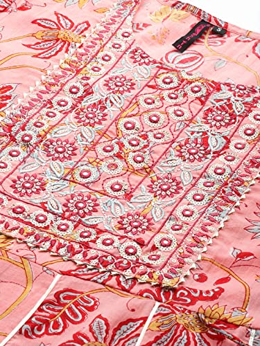 ishin Women's Pink Embellished Anarkali Kurta