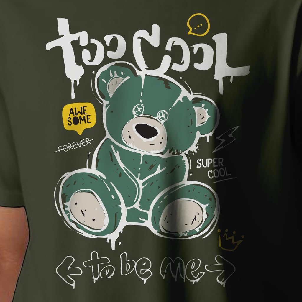 Peppyzone Mens Regular Fit T-Shirt (PZ-RT-Teddy1620_Olive2