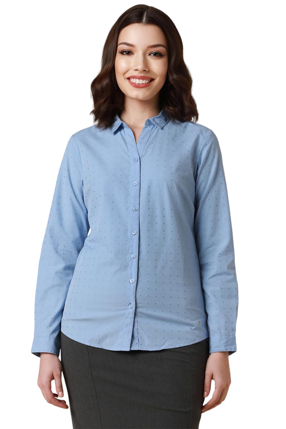 Allen Solly Women Printed Formal Cotton Full Sleeve Stretch Button-Down Shirt