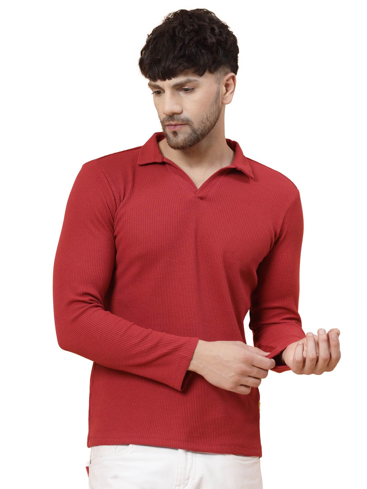 RIGO Mens Solid Regular Fit T-Shirt (HT08231172_Maroon