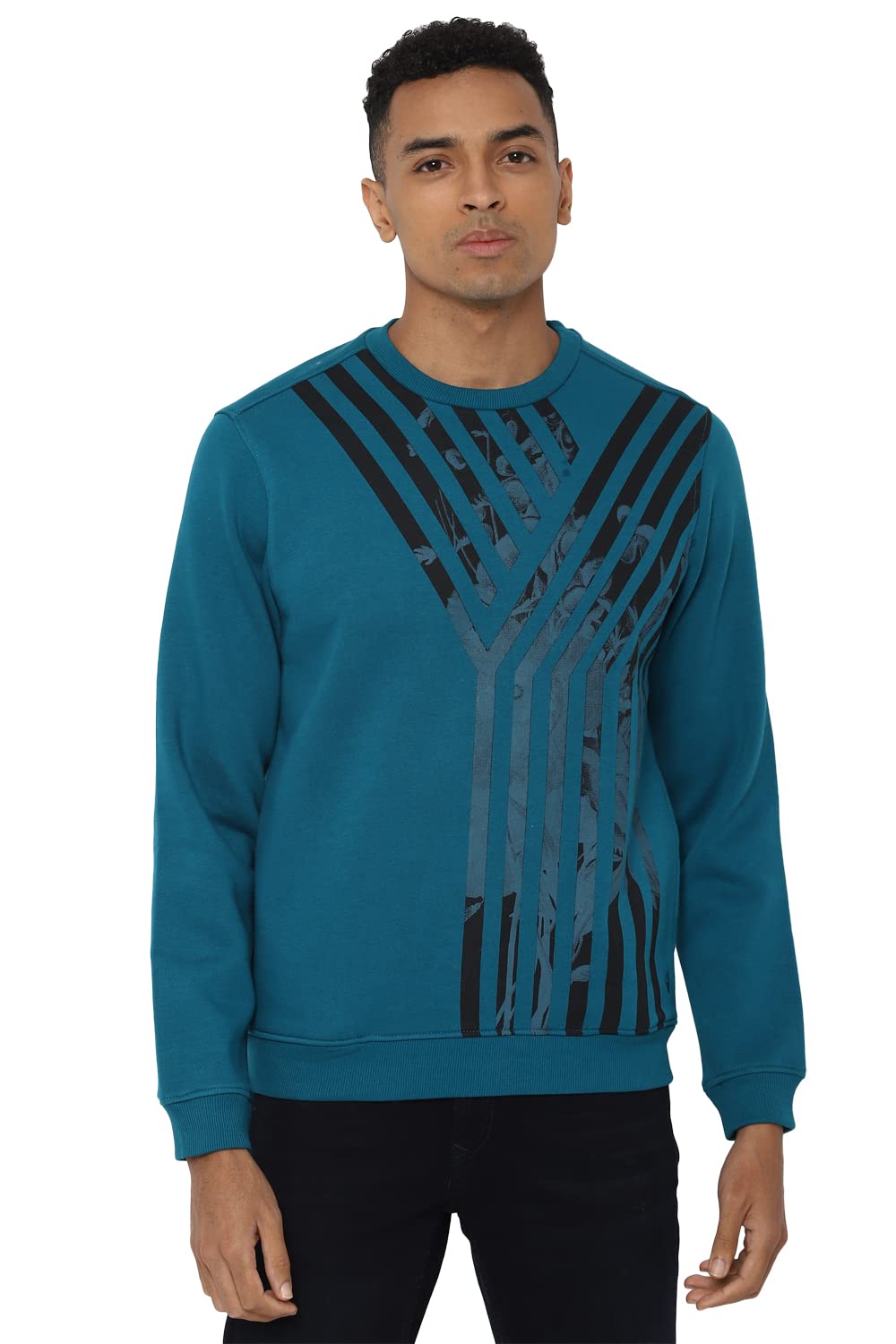 Allen Solly Men Printed Graphic Casual Full Sleeve Crew Neck T-Shirt