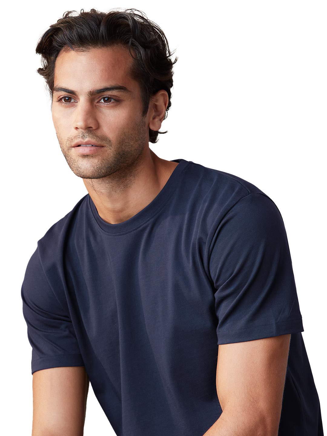 The Souled Store Supima Cotton Half Sleeve: Navy Blue Mens and Womens Solid Cotton T-Shirts