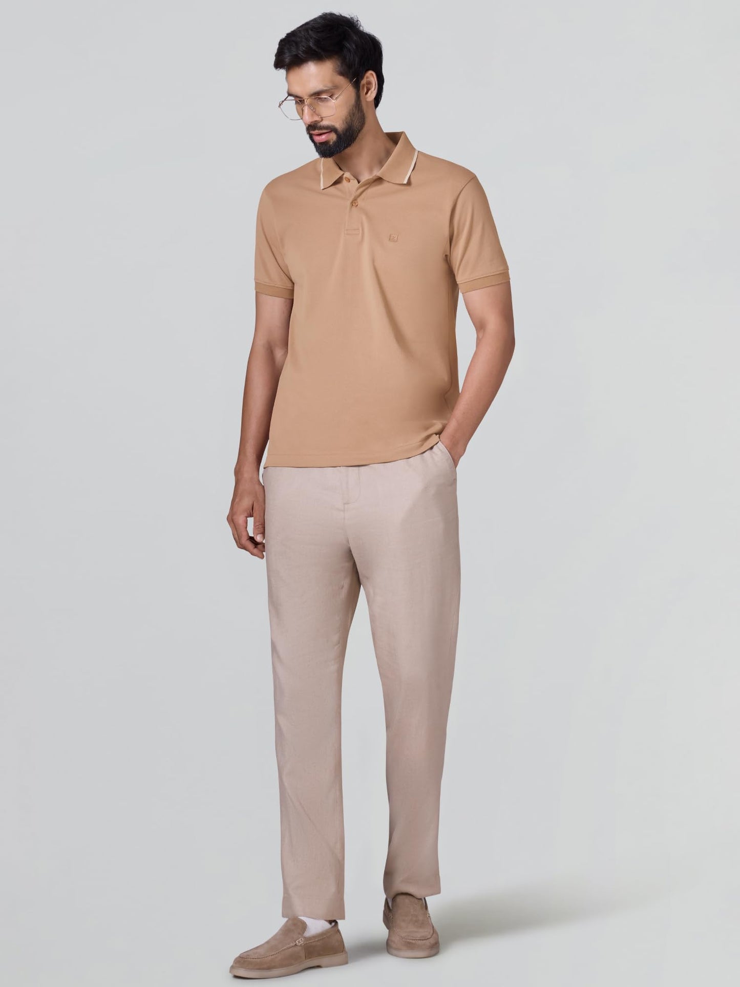 XYXX Mens Solid Cotton Polo T-Shirt | Mercerized Pique Polo Collor Tshirts | Half Sleeves | Solid-Slim Fit | Mocha Brown