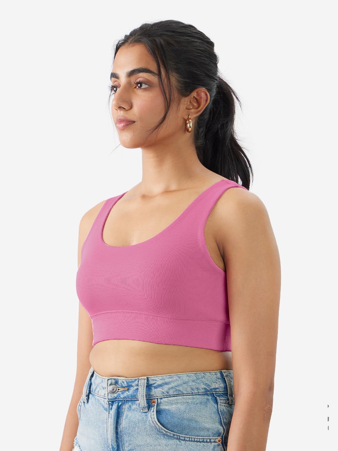 The Souled Store Solids: Flamingo Pink Women and Girls Pull On Cotton Blend Bralette Top