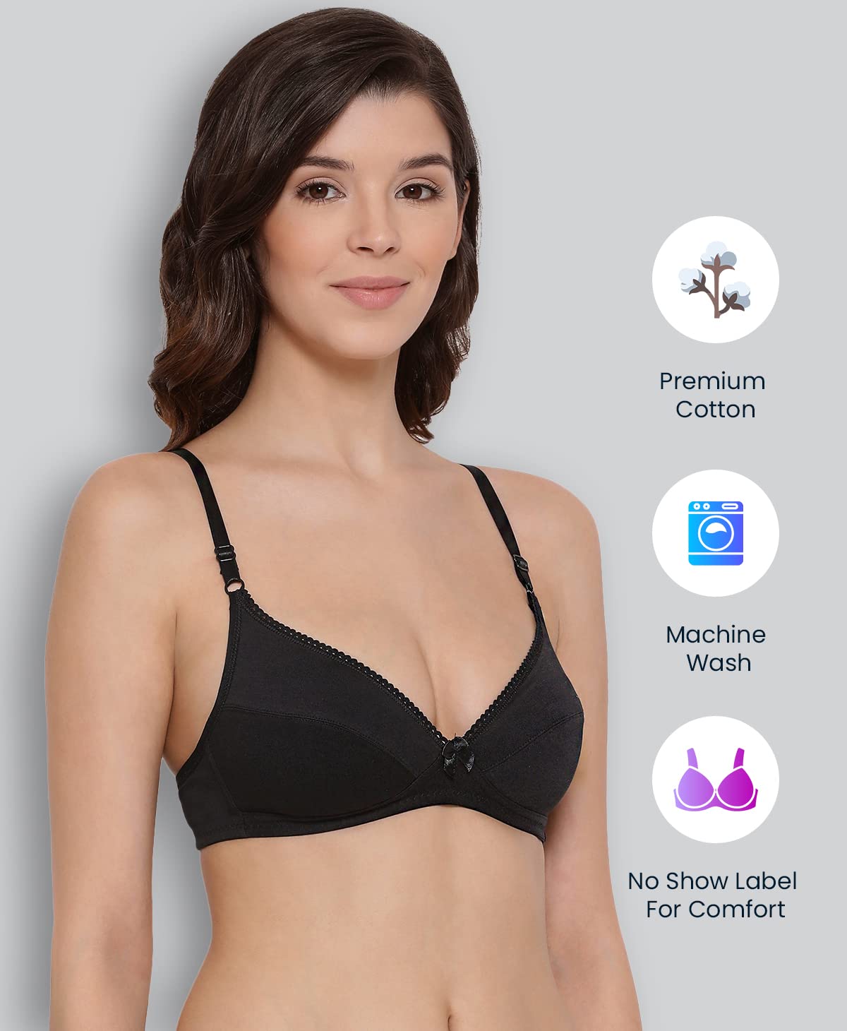 Lyra Lux 501 Plunge Underwired Everyday Bra (Black)