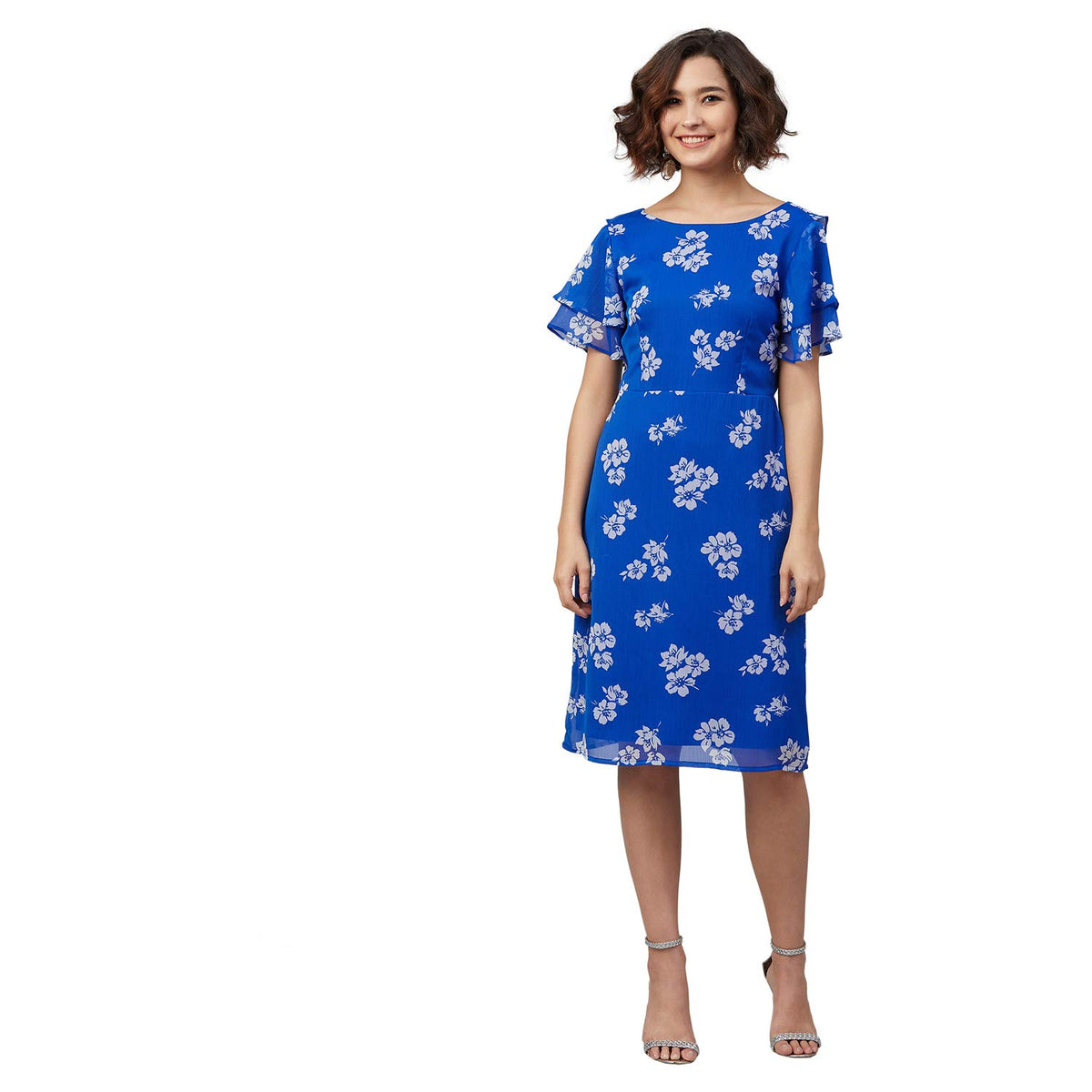 Rare WomenS Chiffon A-Line Knee-Length Casual Dress (Ep7032_Blue_X-Large)