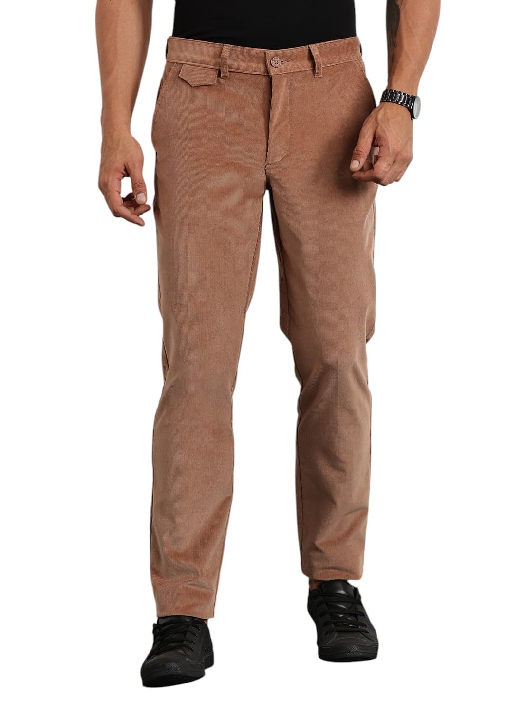 Thomas Scott Mens | Solid | Light Weight | Breathable Fabric | 4 Pocket | Mid Rise | Slim Fit | Cotton Blend | Button Waist | C