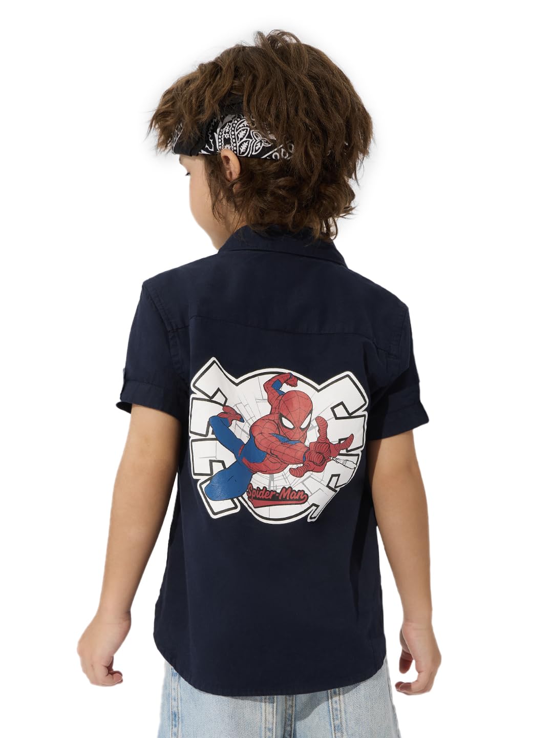 The Souled Store Officials Spider-Man Originals: Web of Justice Boys Short Sleeves Collared Neck Button Graphic Printed Cotton S