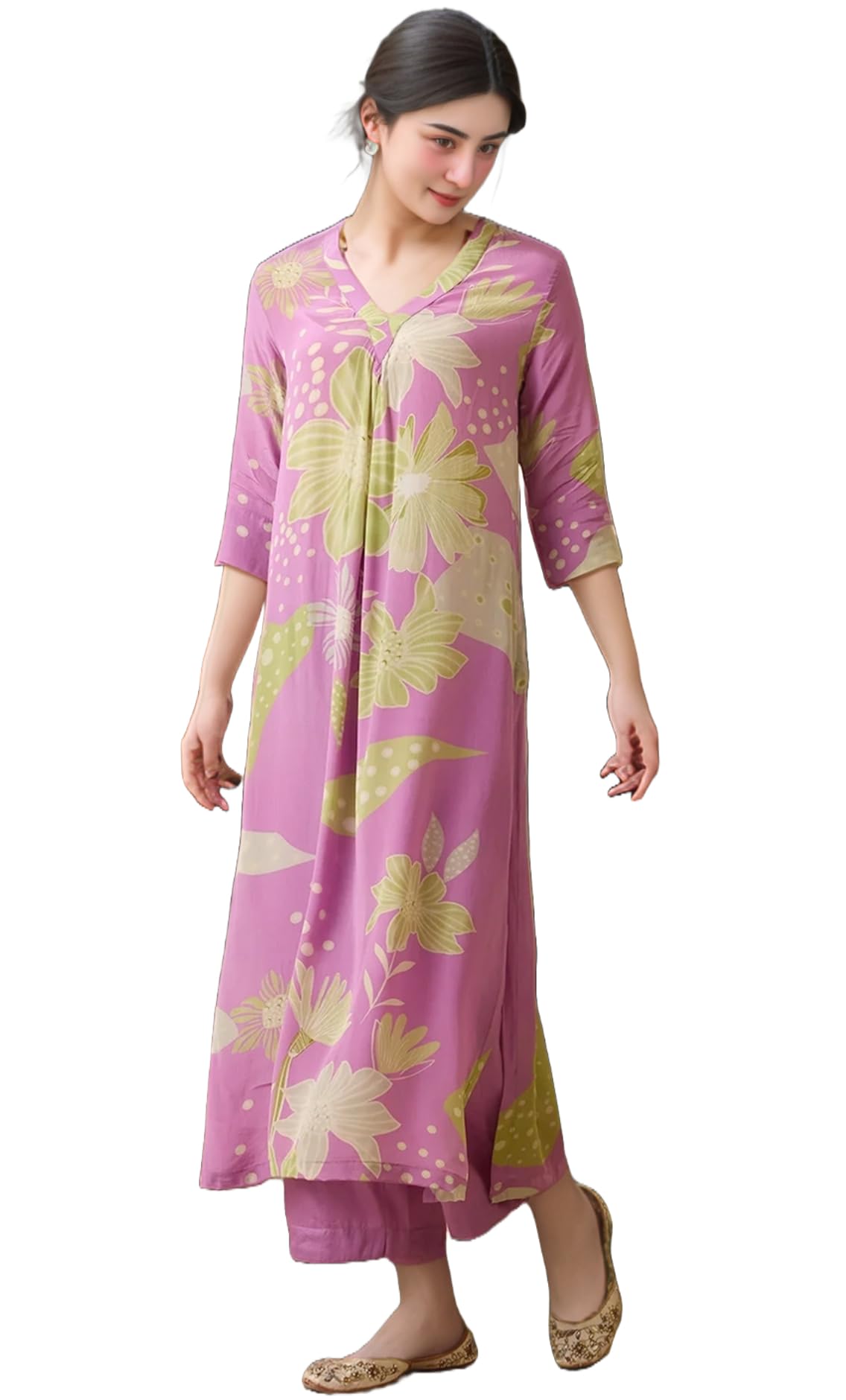 ANNI DESIGNER Kurta woman with palazzo, purple, Small