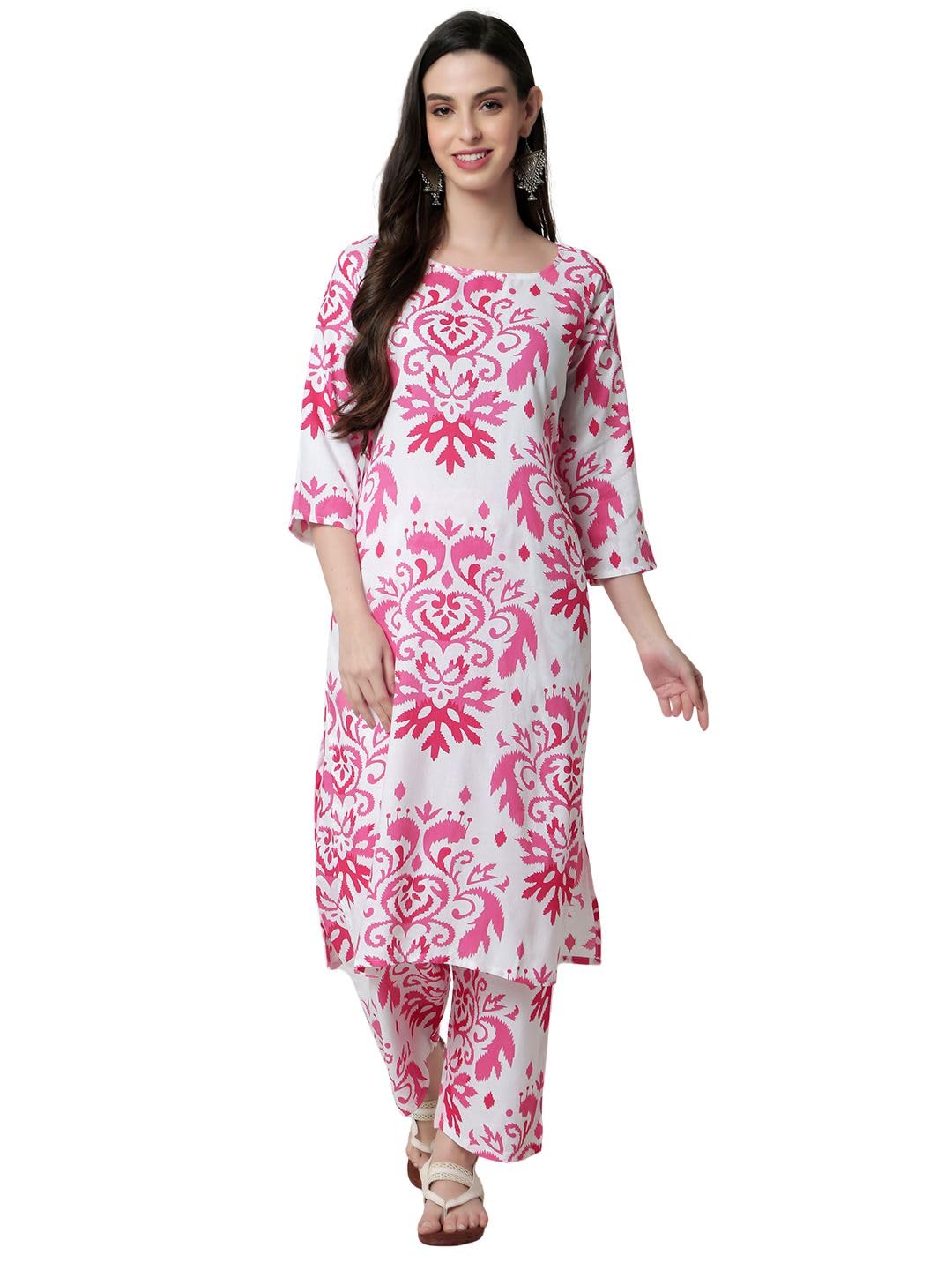 rytras Women's Cotton Printed Straight Kurta and Pant Set
