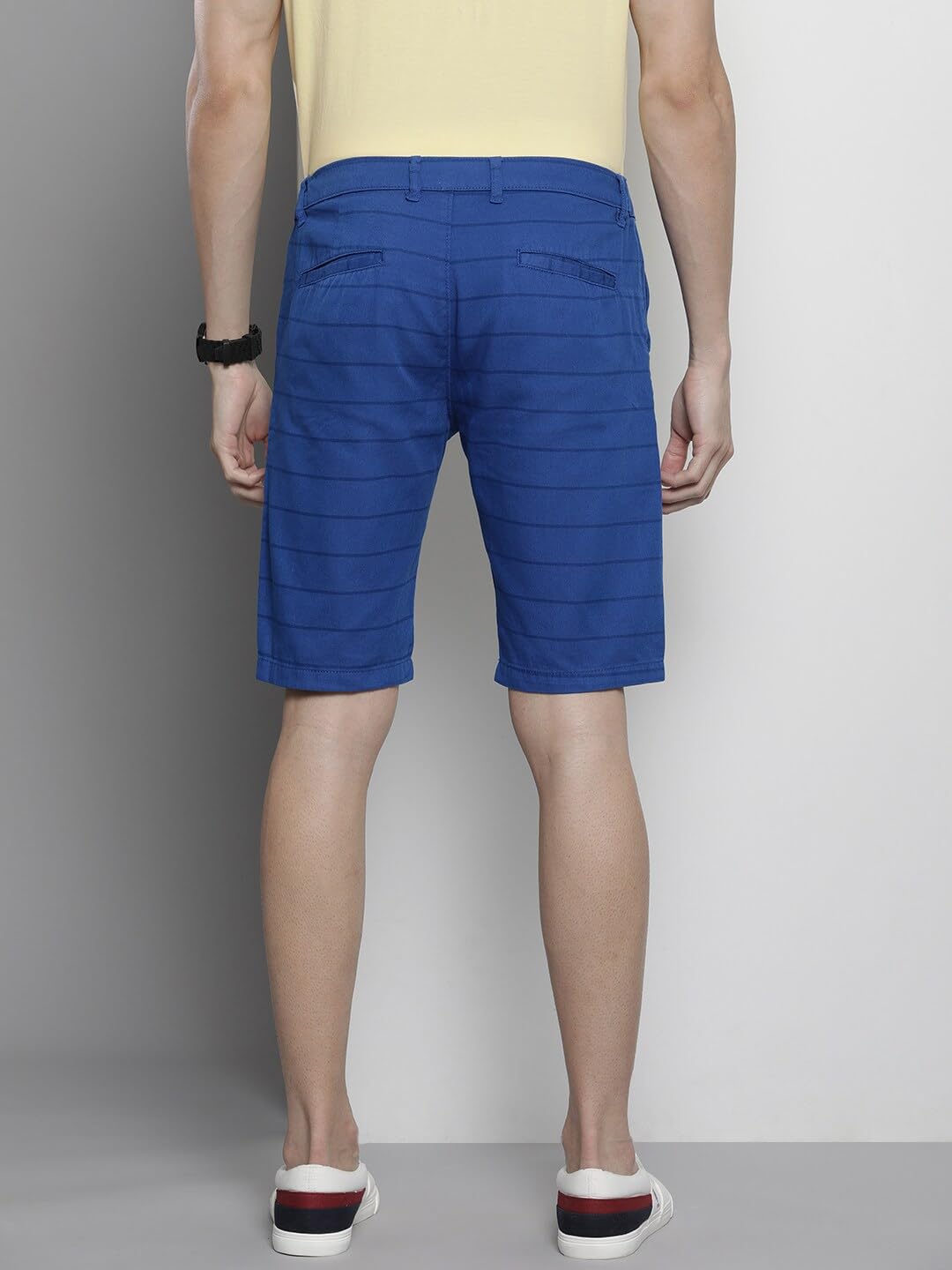 The Indian Garage Co Men Slim Fit Printed Mid-Rise Shorts Cobalt Blue
