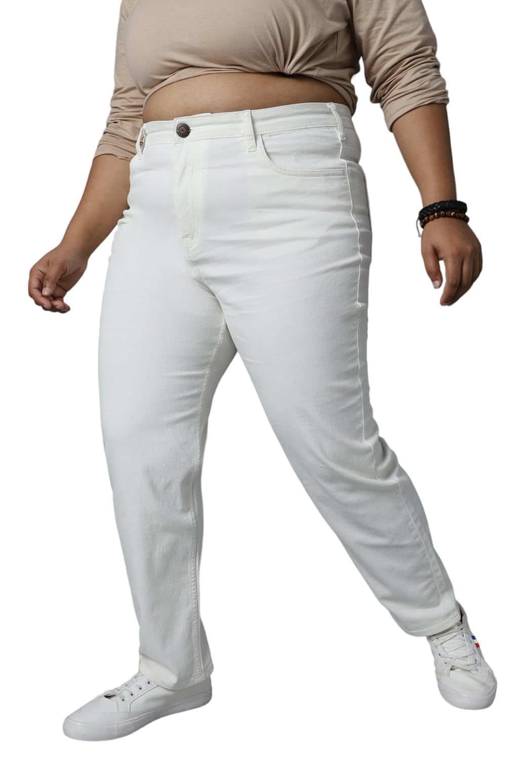 High Star Women Plus Size Straight Fit High-Rise Clean Look Stretchable Jeans