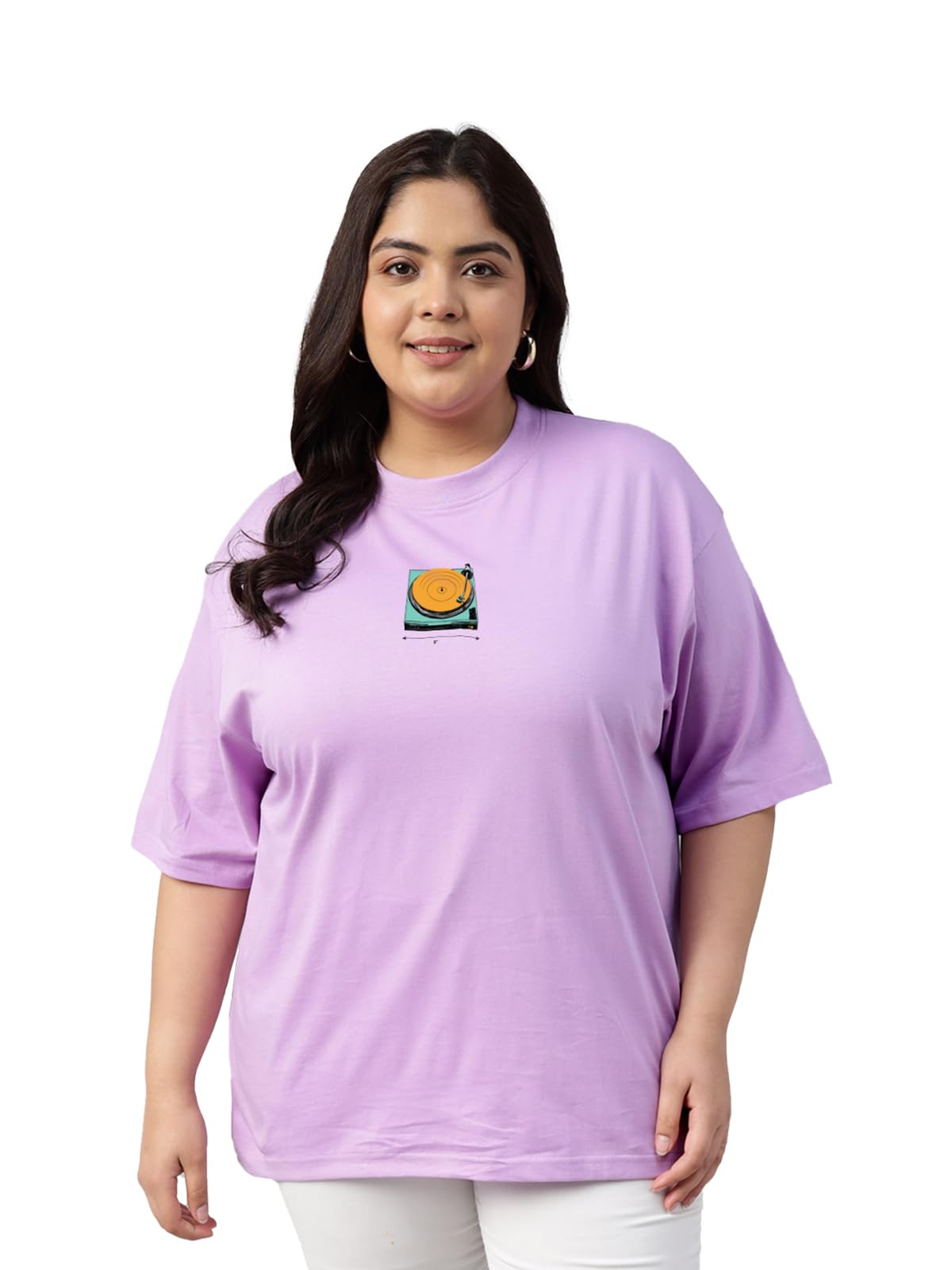 Juneberry 100% Pure Cotton Oversized Fit Latest & Trendy All Over Prints Half Sleeve Plus Size T-Shirt For Women & Girls (Ps_Jbb
