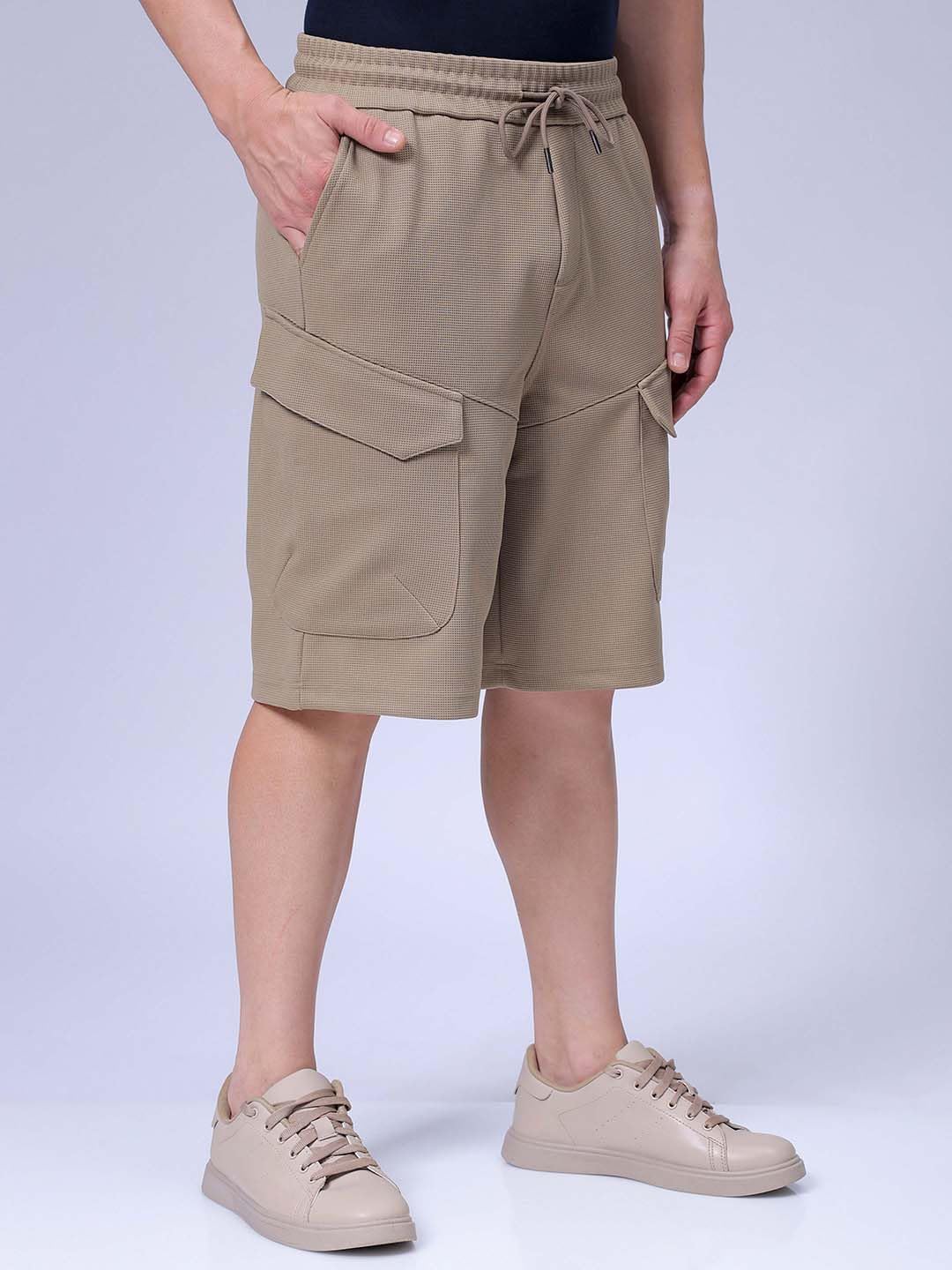 The Indian Garage Co Men Relaxed Fit Textured Mid-Rise Cargo Shorts