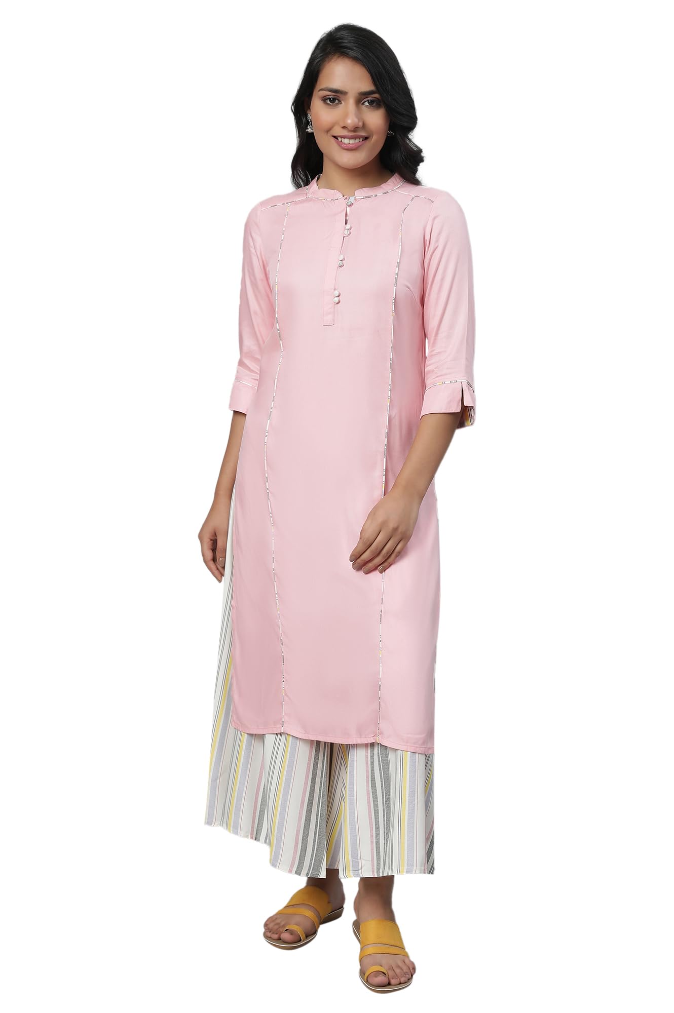 Aurelia Baby Pink Solid Kurta & Culottes Set