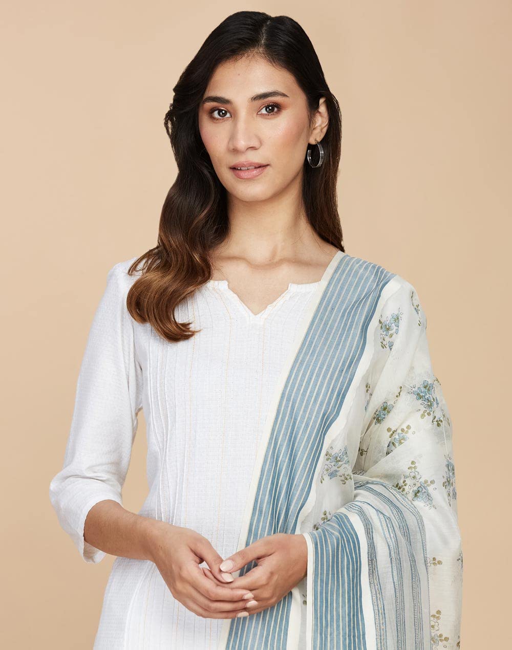 Fabindia Natural Cotton Silk Hand Block Printed Dupatta | Free Size | 1 Dupatta | 2.5m x 92cm