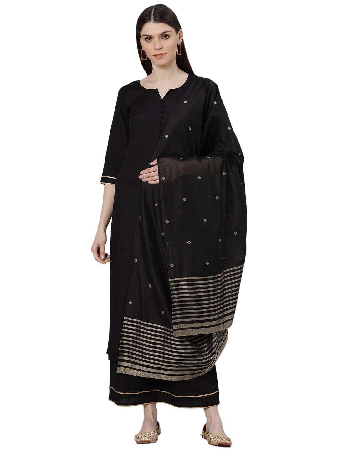 Libas WomenS Cotton Kurta Sets (6925_Black