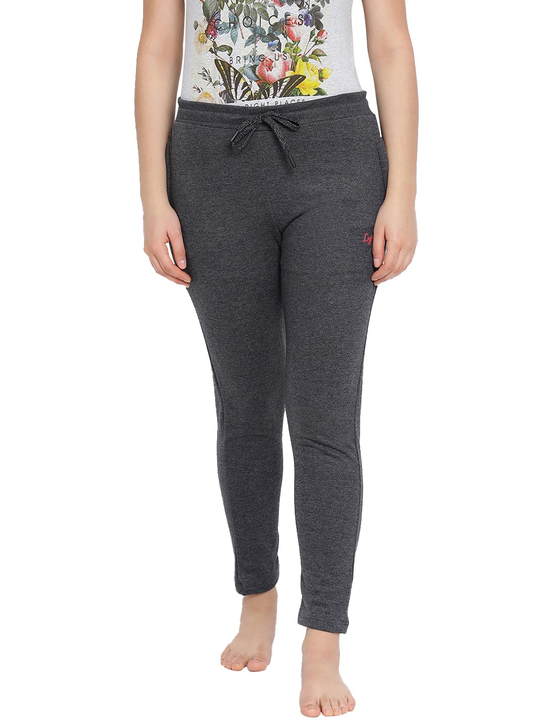 Lyra Solid Women Charcoal Melange Track Pants