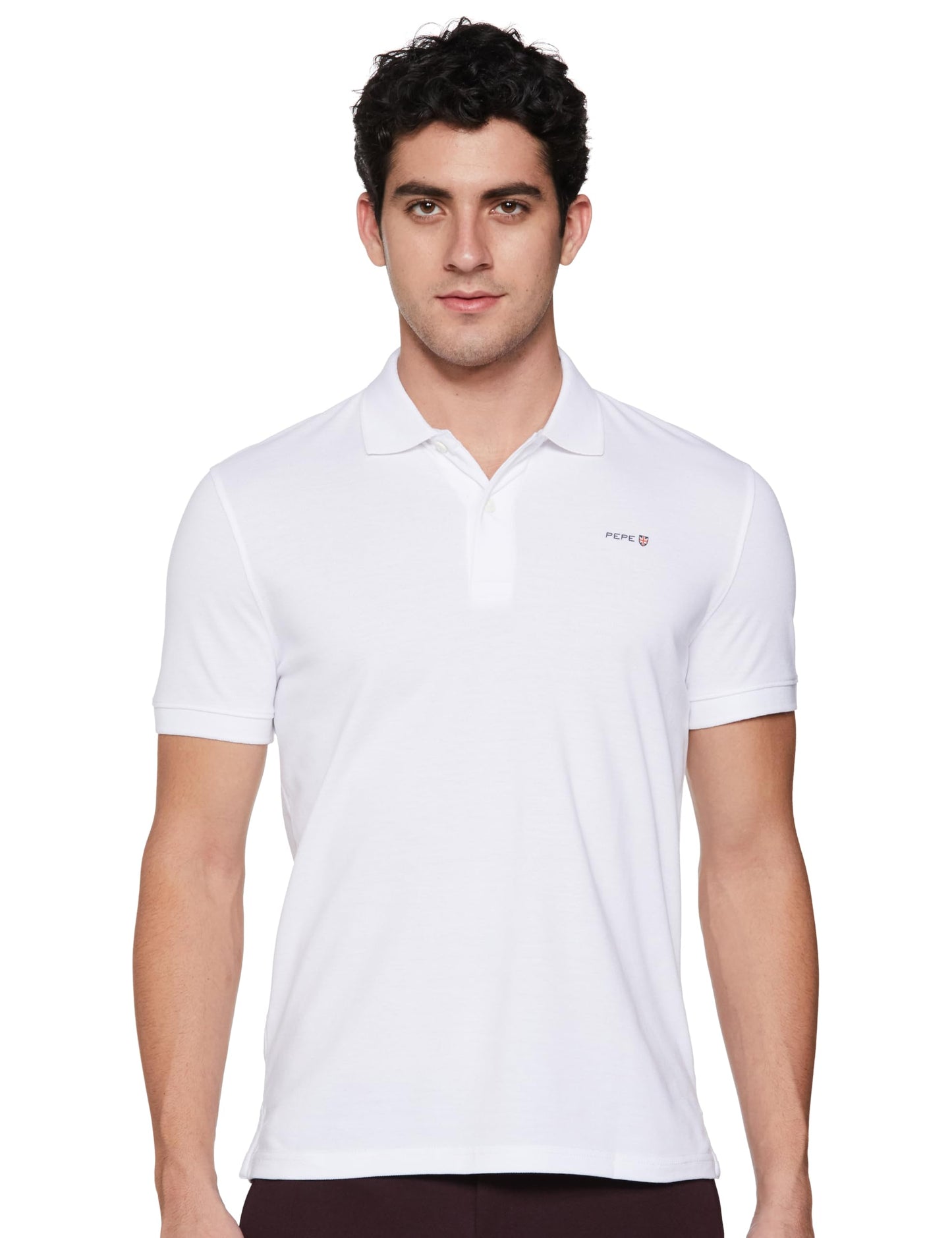 Pepe Jeans Men Cotton Blend Regular Fit Polo Shirt (Pm542087_White, Medium)