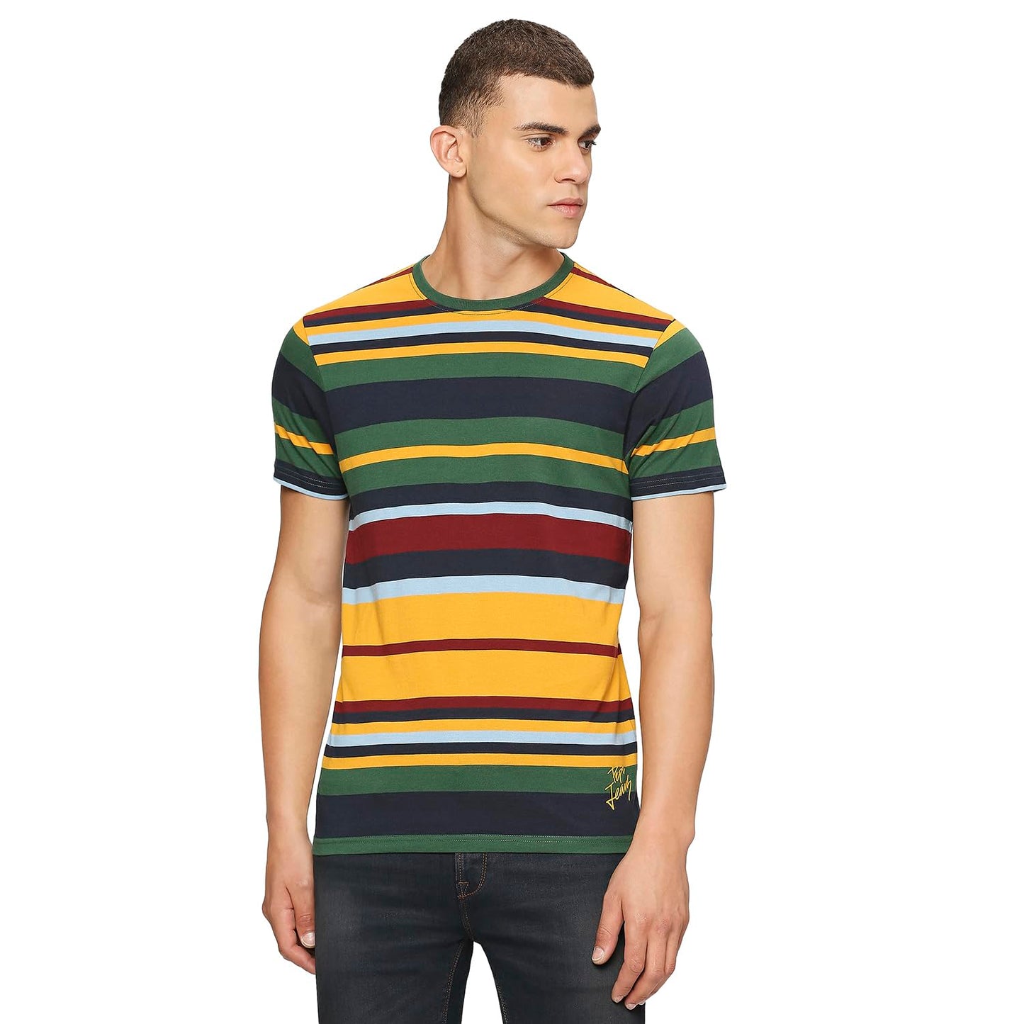 Pepe Jeans MenS Striped Slim Fit T-Shirt (Pm509320_Rugby Yellow