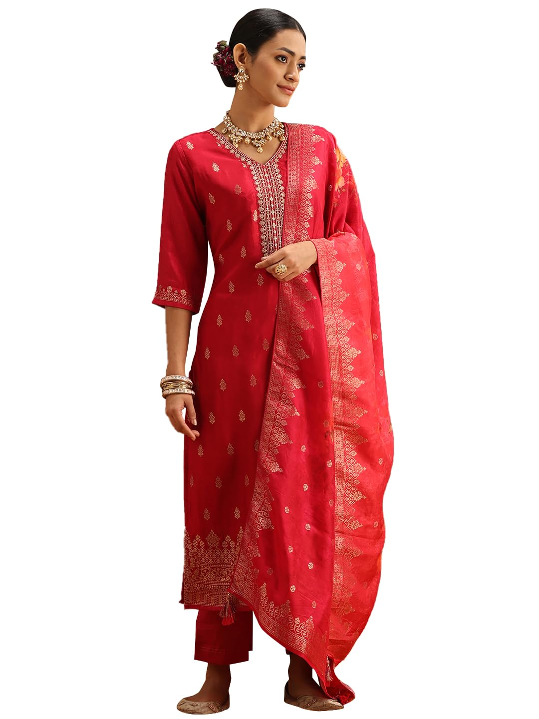 Libas WomenS Pure Silk Kurta Sets (38038O_Pink