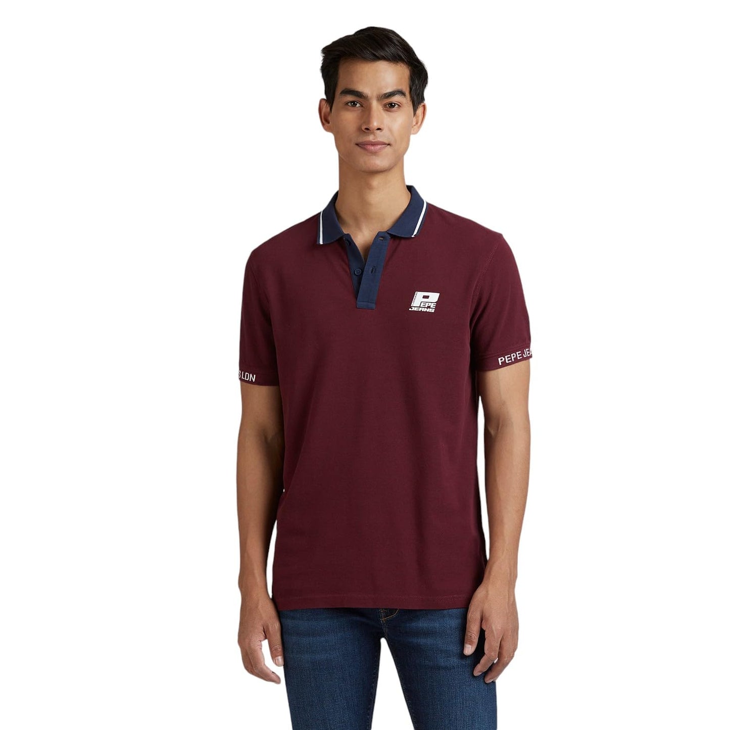 Pepe Jeans Men'S Regular Fit T-Shirt (Pm542278_Burgundy Red