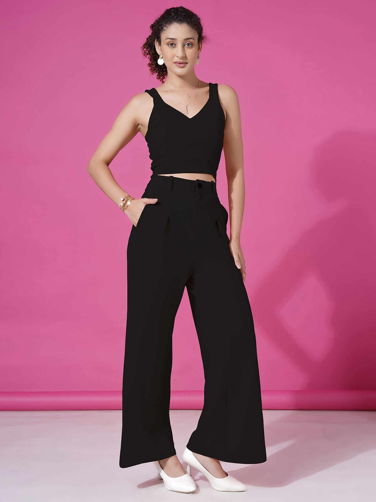 Selvia Womens Co-ords Set|Lycra Top and Trouser Set|Casual Co-ords Set for Women|Two Piece Co-ord Set|Top & Pant Set(685CTK1156