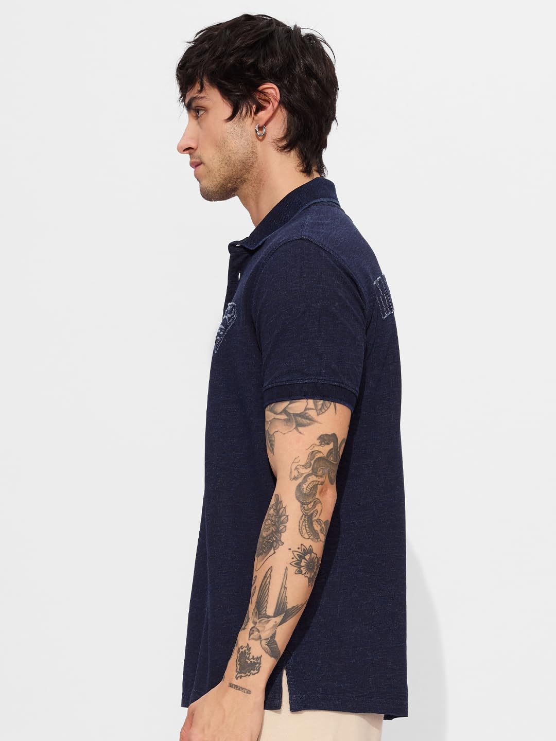 The Souled Store Official Superman: Man of Steel Men and Boys Short Sleeves Collared Neck Appilque Patch Regular Fit Cotton Blen