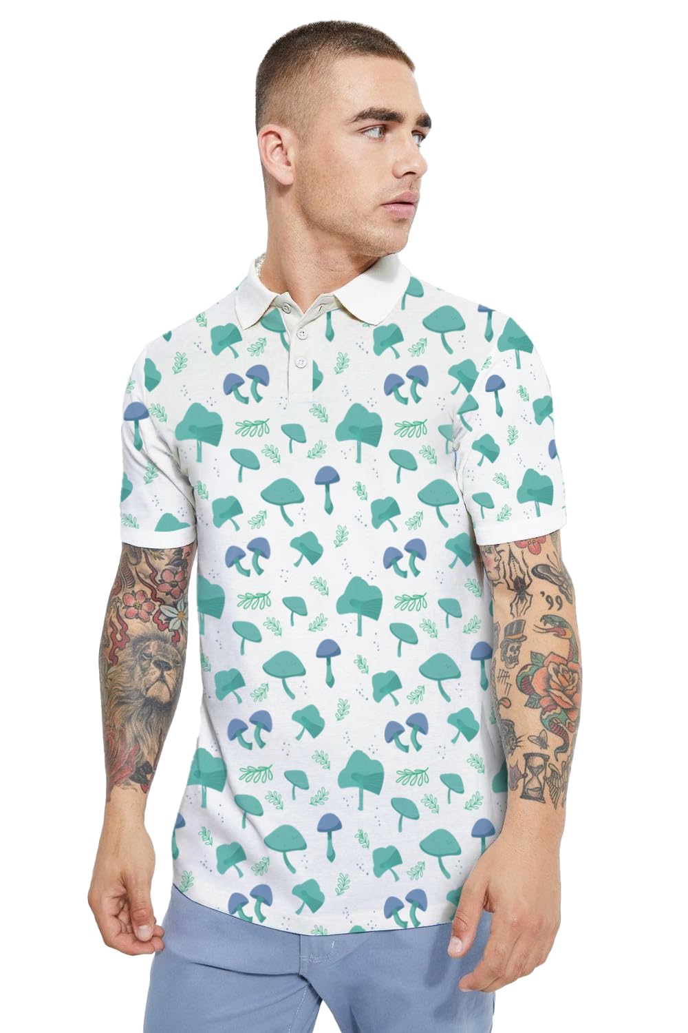 Veirdo Mens Tropical Printed Regular Fit Polo T-Shirt