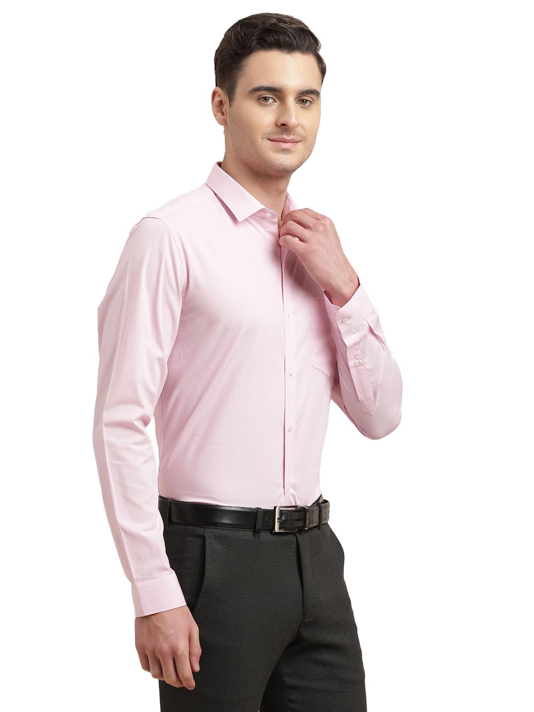 Turtle Men Light Pink Regular Fit Solid Pure Cotton Formal Shirt