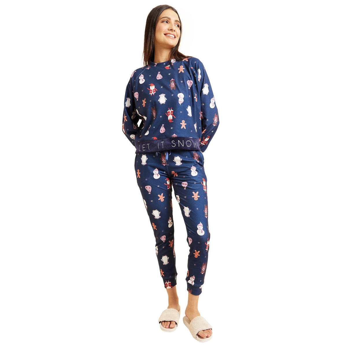 Sweet Dreams Women Printed Full Sleeves Pyjama Set